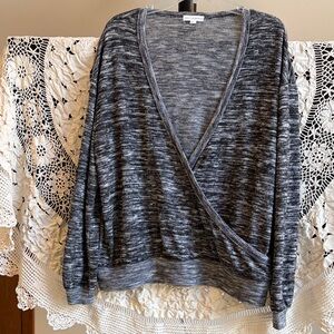 Coco + Jaimeson  Gray/Black Faux Wrap Sweater Size XL